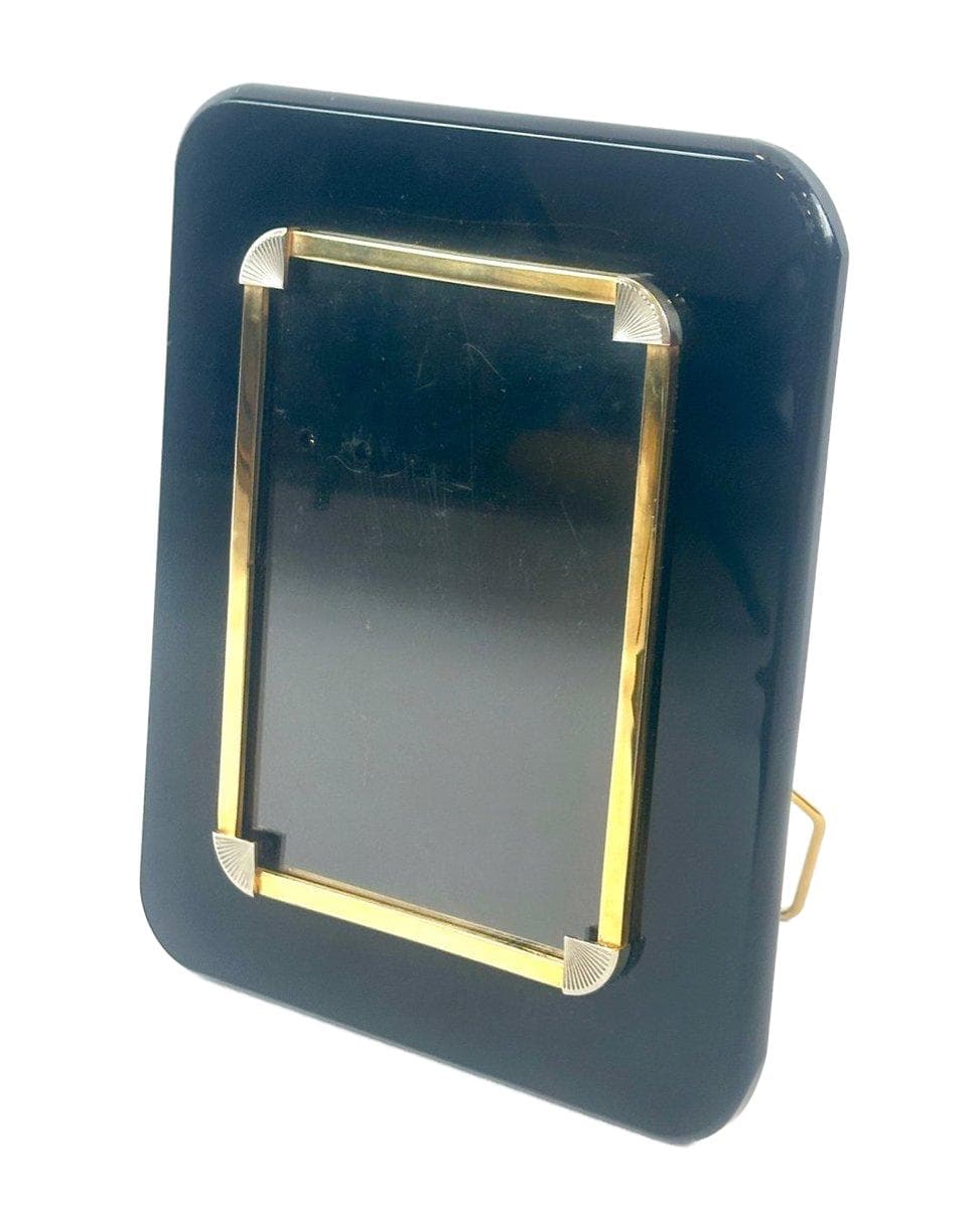 Ramka na zdjęcia Art Deco, bakelit czarny, mosiądz złoty, lata 20.