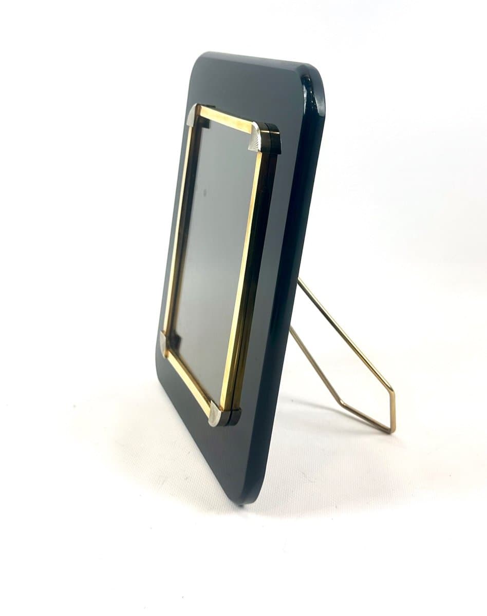 Ramka na zdjęcia Art Deco, bakelit czarny, mosiądz złoty, lata 20. - 152891