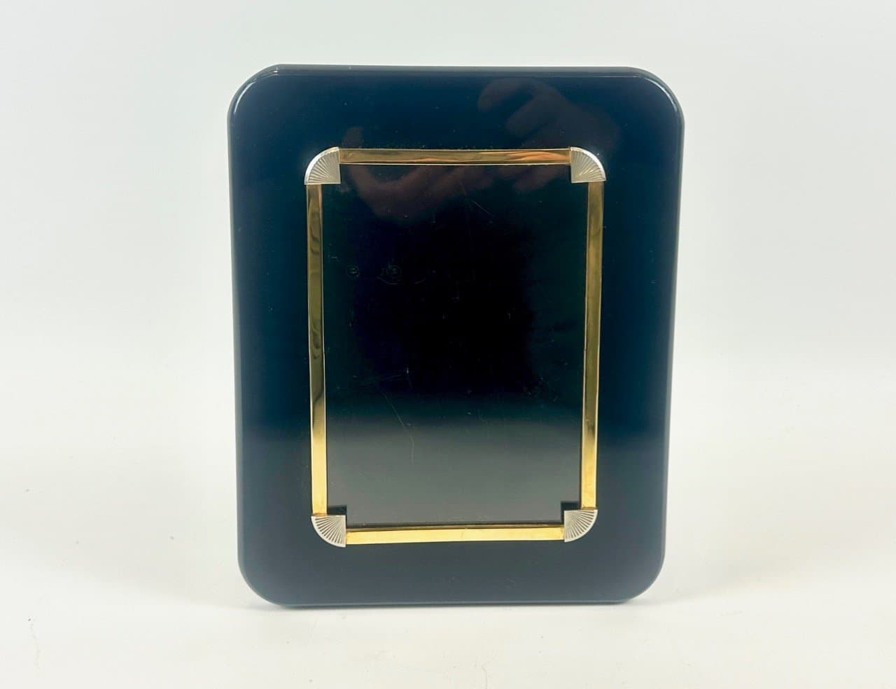 Ramka na zdjęcia Art Deco, bakelit czarny, mosiądz złoty, lata 20. - 152886