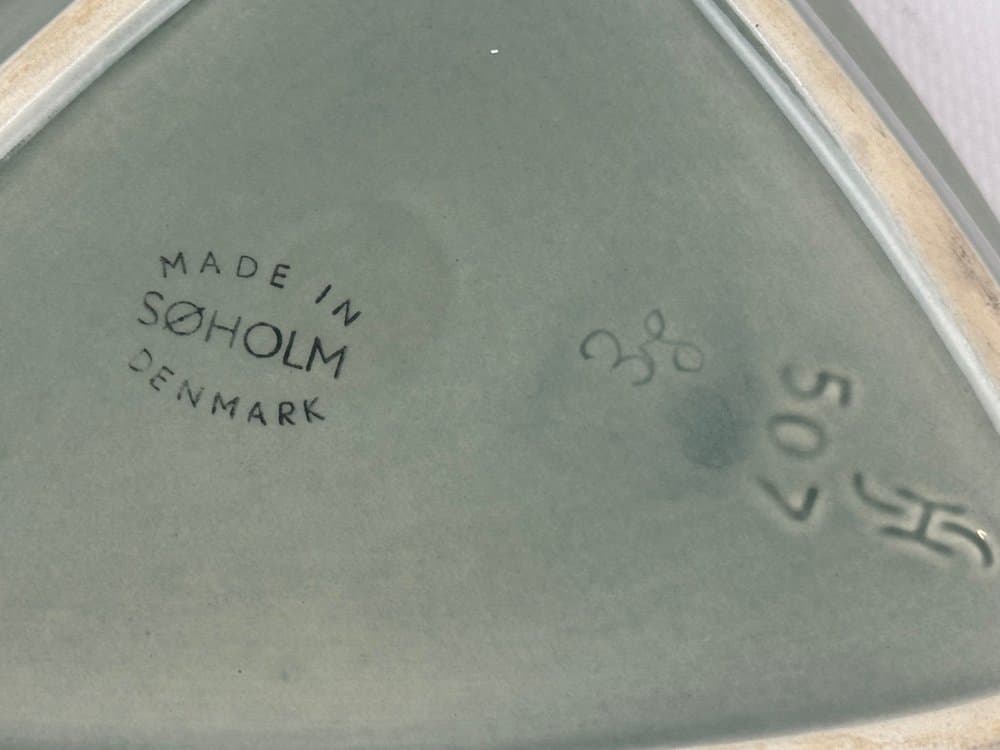 Plate, olive ceramic, by S. A. Holm Sørensen, Denmark, 1960s. - 152975