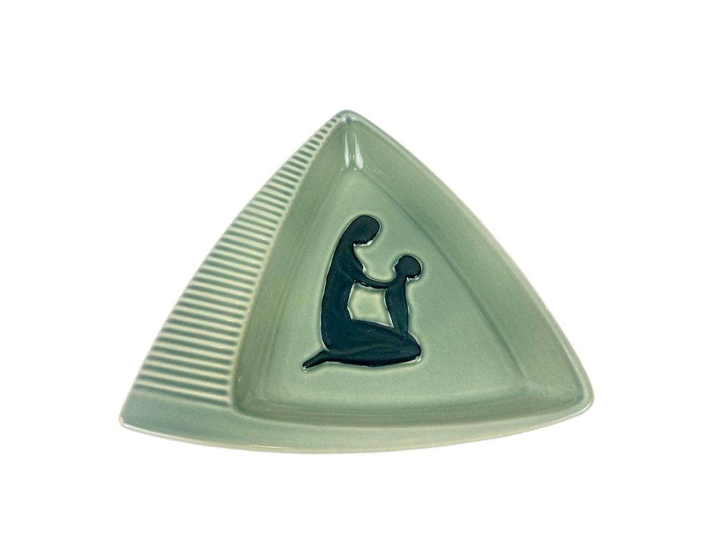 Plate, olive ceramic, by S. A. Holm Sørensen, Denmark, 1960s.