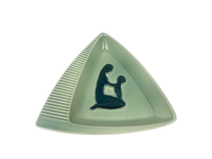 Plate, olive ceramic, by S. A. Holm Sørensen, Denmark, 1960s.