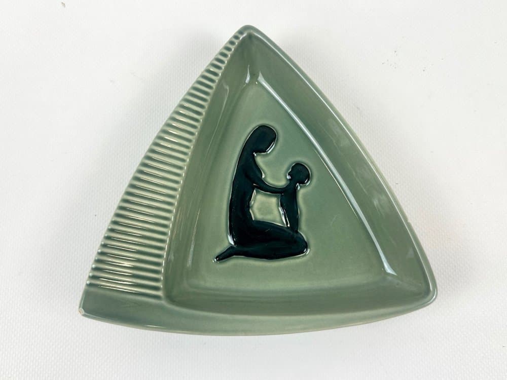 Plate, olive ceramic, by S. A. Holm Sørensen, Denmark, 1960s. - 152977