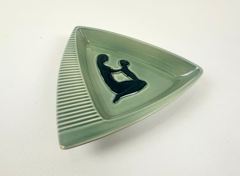 Plate, olive ceramic, by S. A. Holm Sørensen, Denmark, 1960s. - 152973