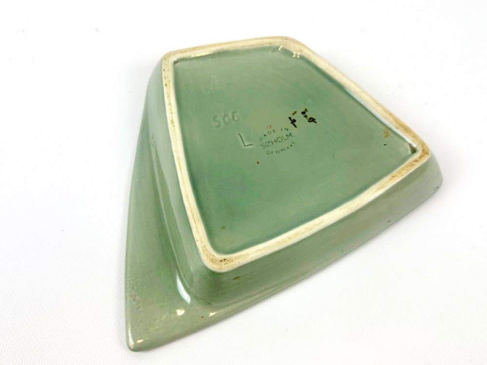 Talerz ceramiczny oliwkowy, proj. S. A. Holm Sørensen, Dania, lata 60. - 152981