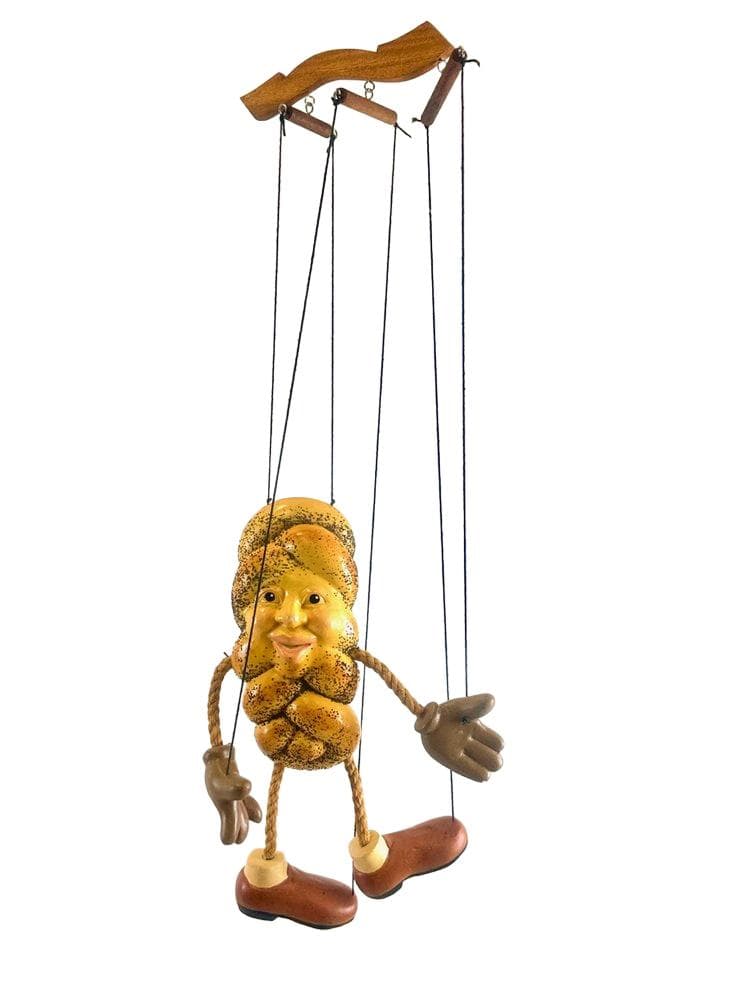 Figurka marionetka, wielokolorowa, drewno, Niemcy, lata 70.