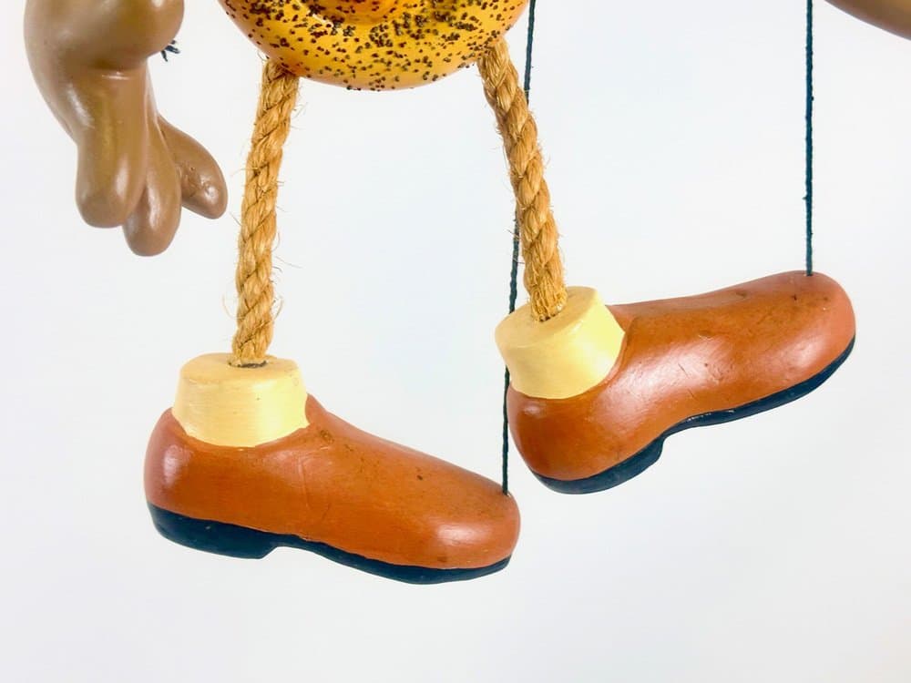 Figurka marionetka, wielokolorowa, drewno, Niemcy, lata 70. - 152986