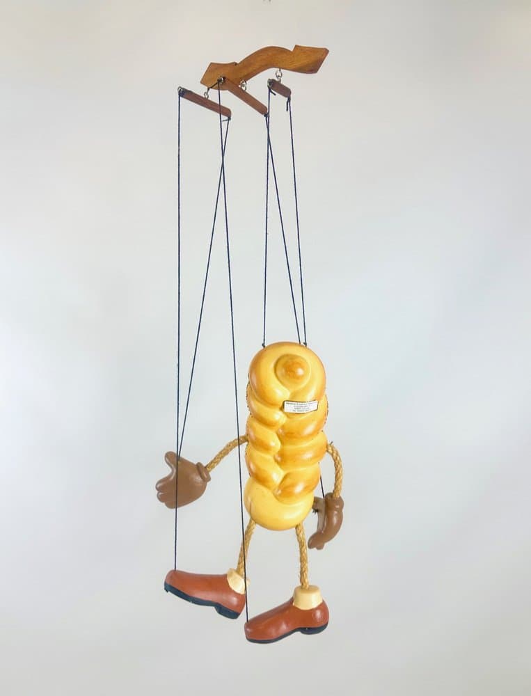 Figurka marionetka, wielokolorowa, drewno, Niemcy, lata 70. - 152983