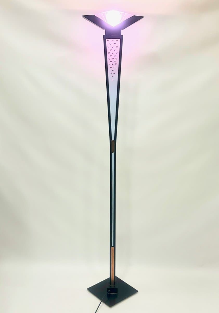 Lampa podłogowa, Murano, czarny, mosiądz, szkło, Włochy, lata 80. - 153001