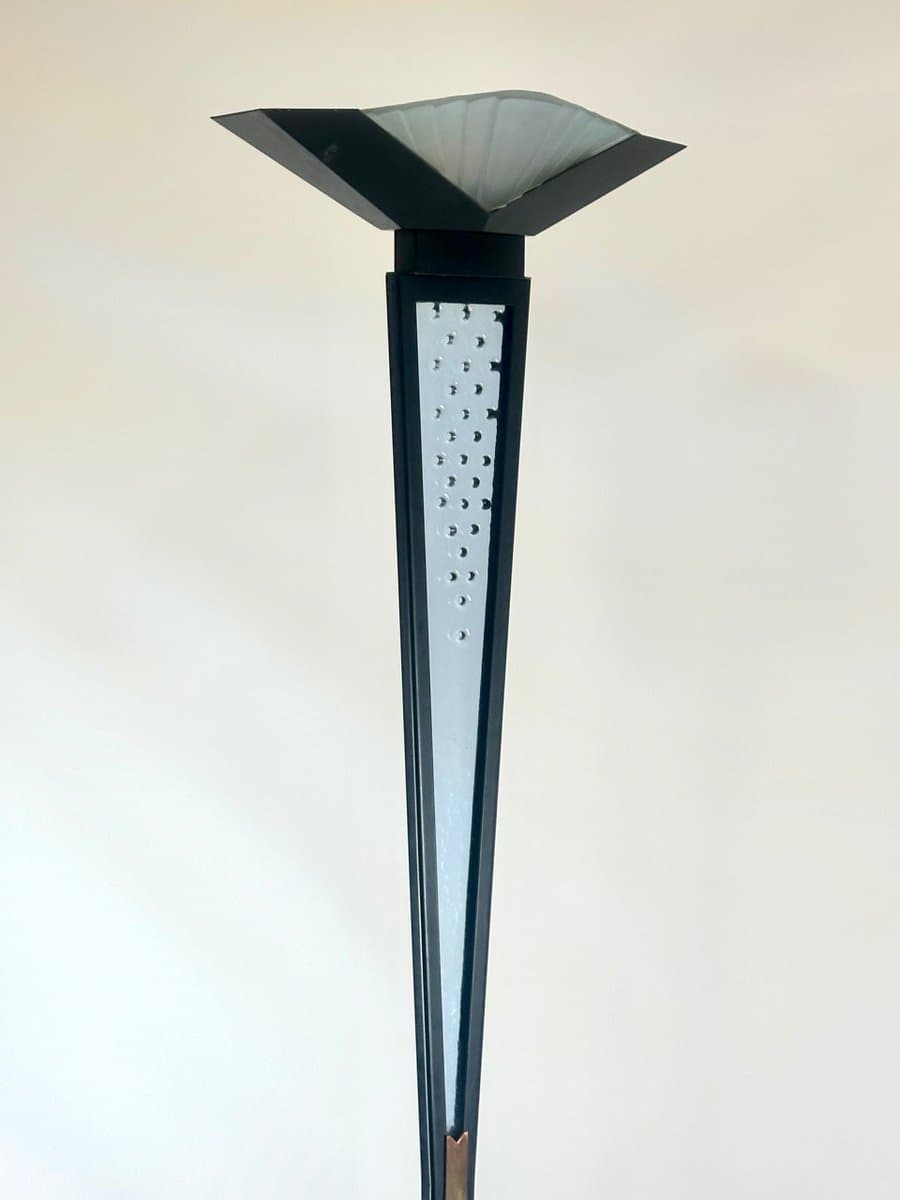 Lampa podłogowa, Murano, czarny, mosiądz, szkło, Włochy, lata 80. - 153009