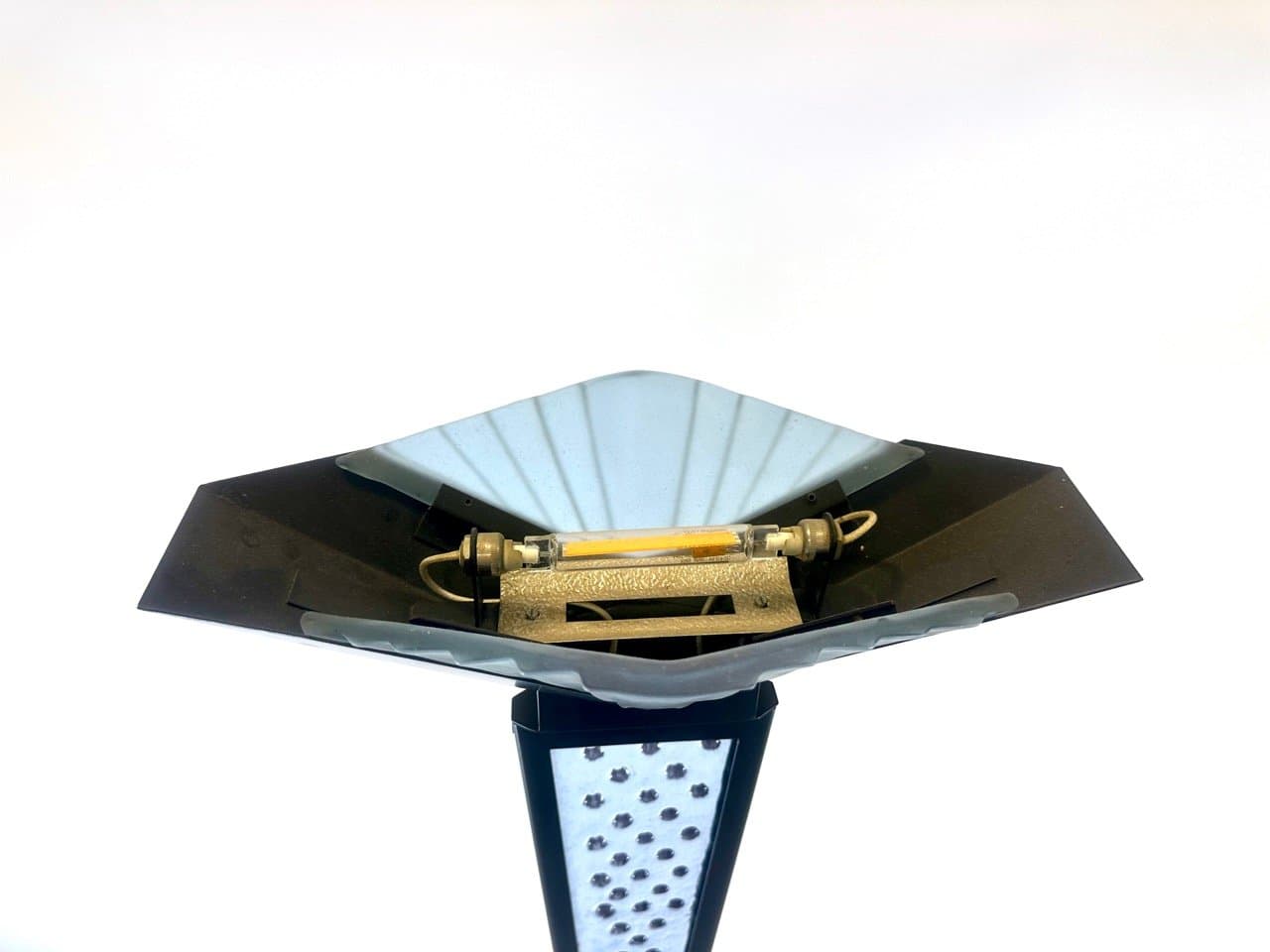 Lampa podłogowa, Murano, czarny, mosiądz, szkło, Włochy, lata 80. - 153007