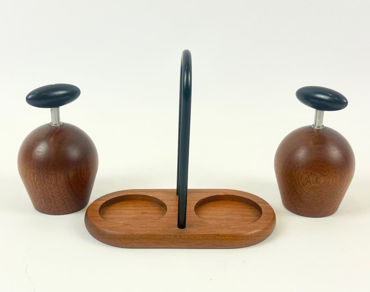 Zestaw młynków do soli i pieprzu Ball Boy, brązowy, teak, proj. R. Nissen, C. Jørgensen, Bodum, Dania, lata 60. - 153017