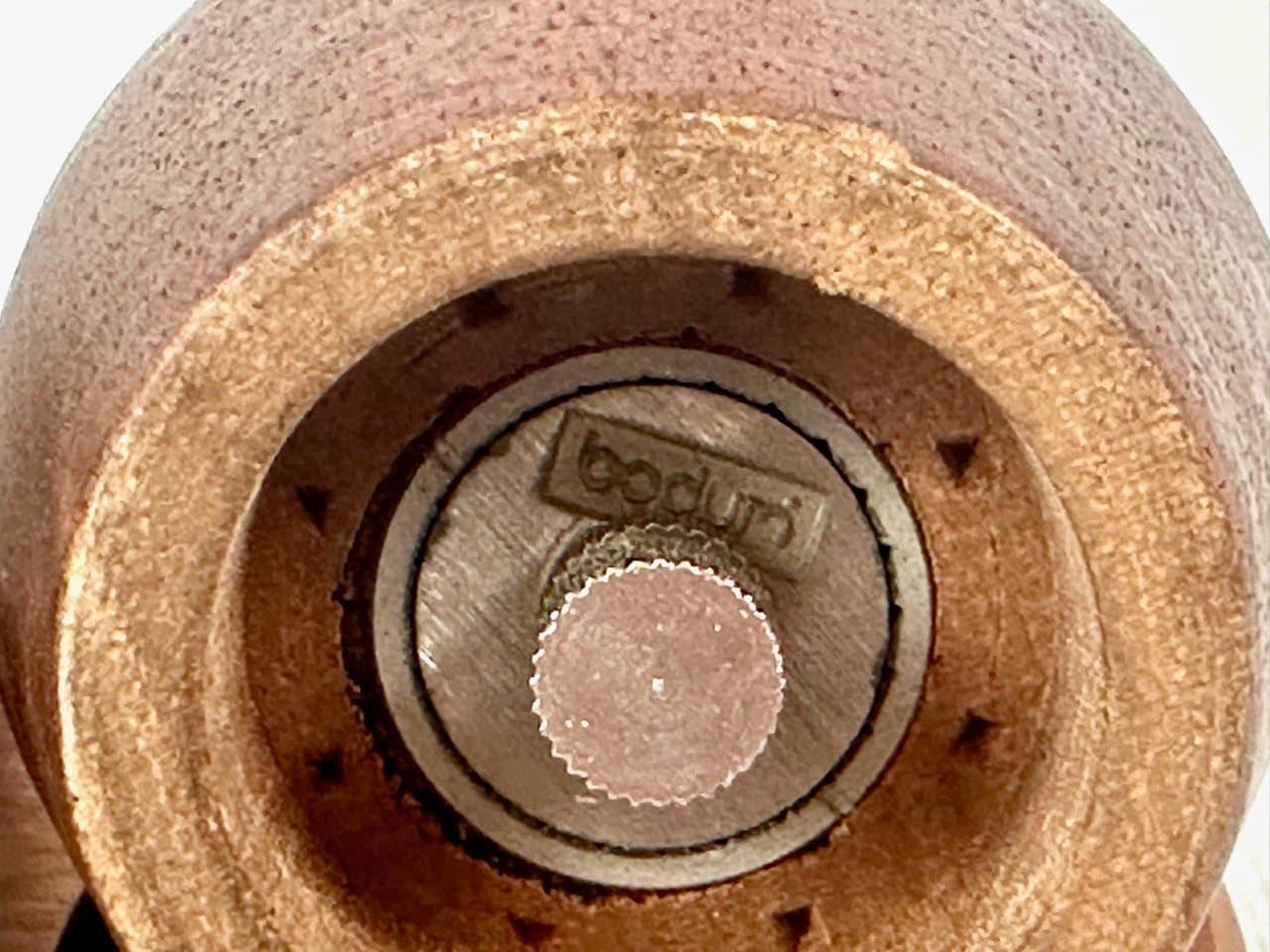 Zestaw młynków do soli i pieprzu Ball Boy, brązowy, teak, proj. R. Nissen, C. Jørgensen, Bodum, Dania, lata 60. - 153019