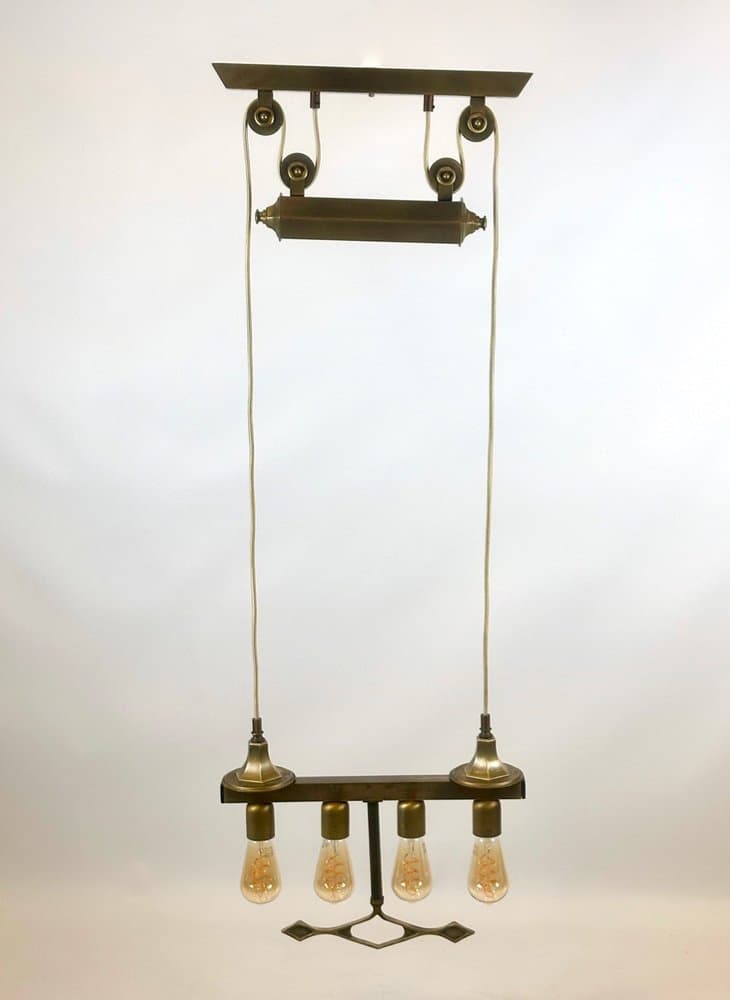 Pendant lamp Art Deco, golden brass, 1930s - 153040