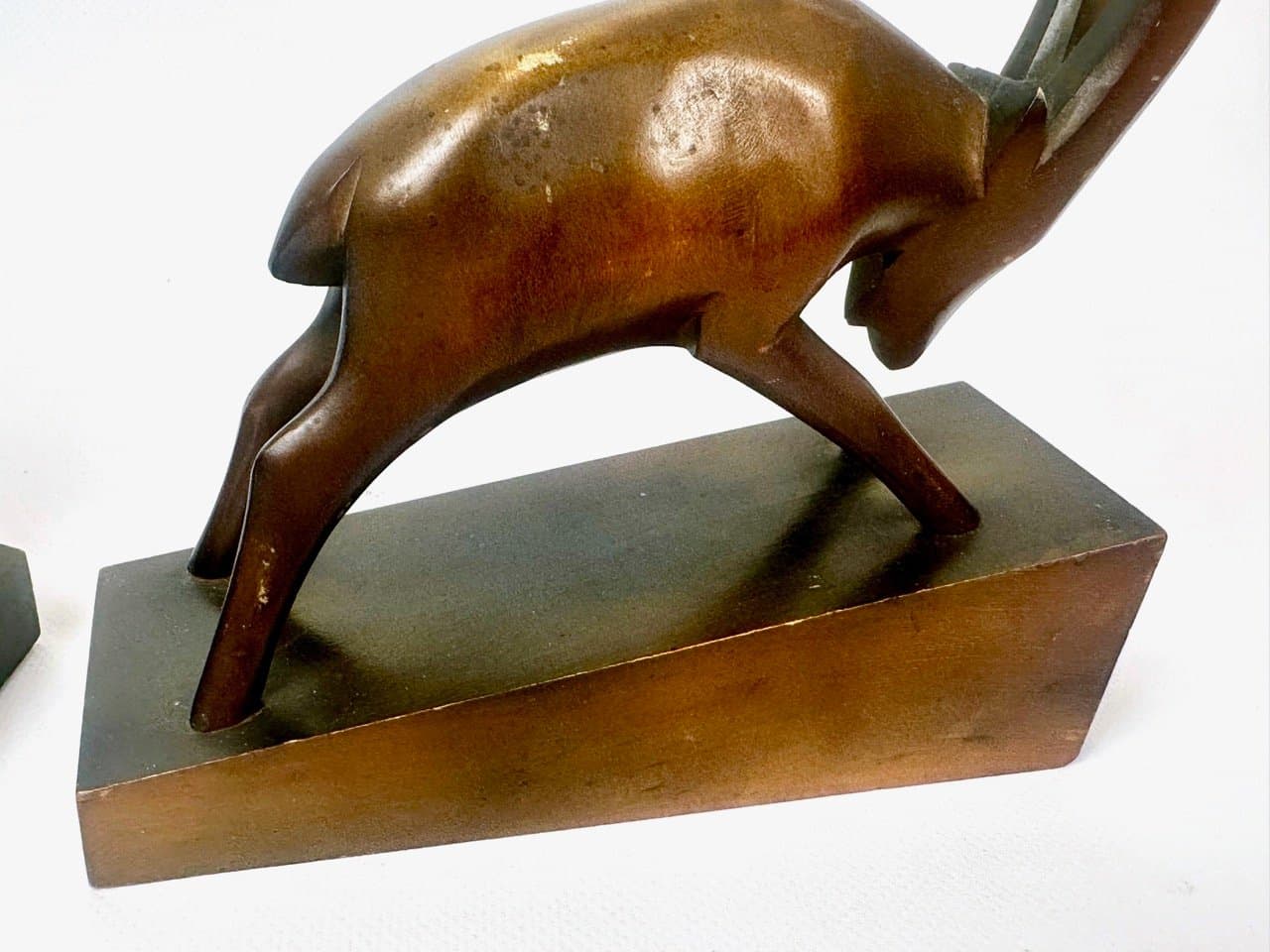 Para podstawek na książki Art déco, brązowy ciemny, buk, Rhön Kunst, Niemcy, lata 30. - 153056