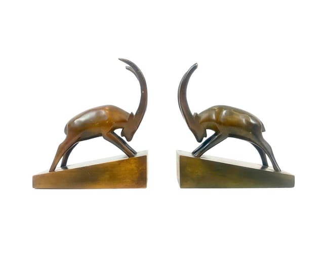 Para podstawek na książki Art déco, brązowy ciemny, buk, Rhön Kunst, Niemcy, lata 30. - WYMIARY