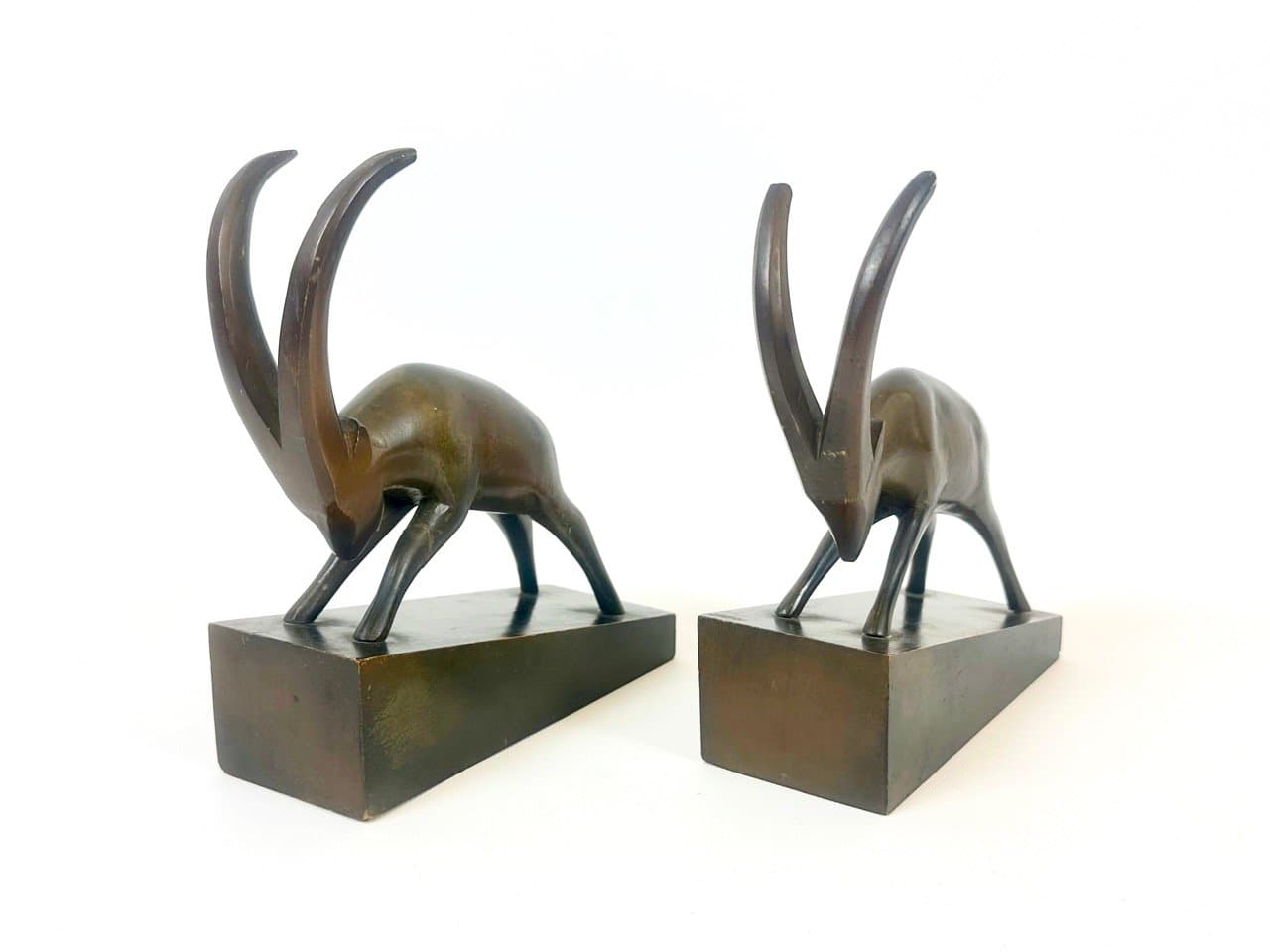 Para podstawek na książki Art déco, brązowy ciemny, buk, Rhön Kunst, Niemcy, lata 30. - 153054