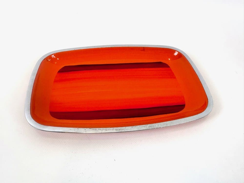 Serving tray, orange metal, Germany, 1970s. - 153127