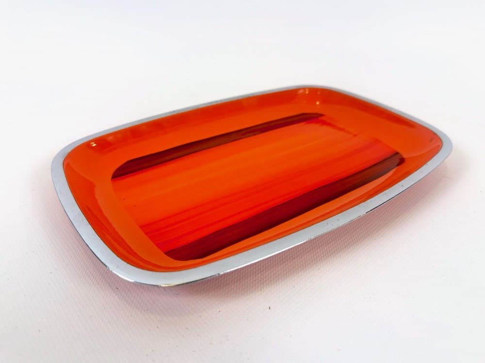 Serving tray, orange metal, Germany, 1970s. - 153126