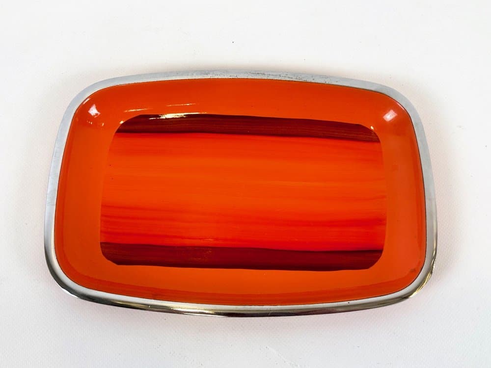 Serving tray, orange metal, Germany, 1970s. - 153125