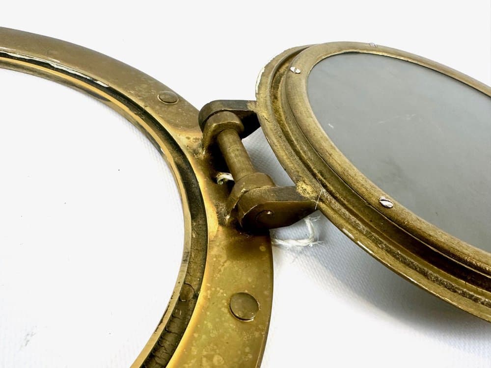 Wall mirror porthole, golden brass, 1960s - 153130