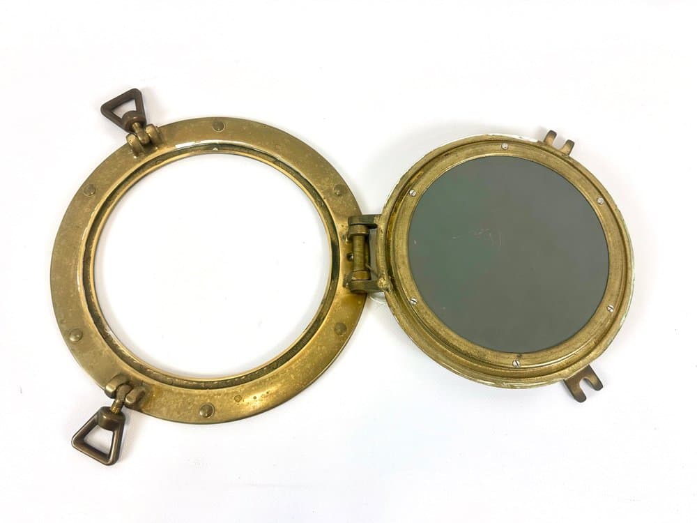 Wall mirror porthole, golden brass, 1960s - 153131