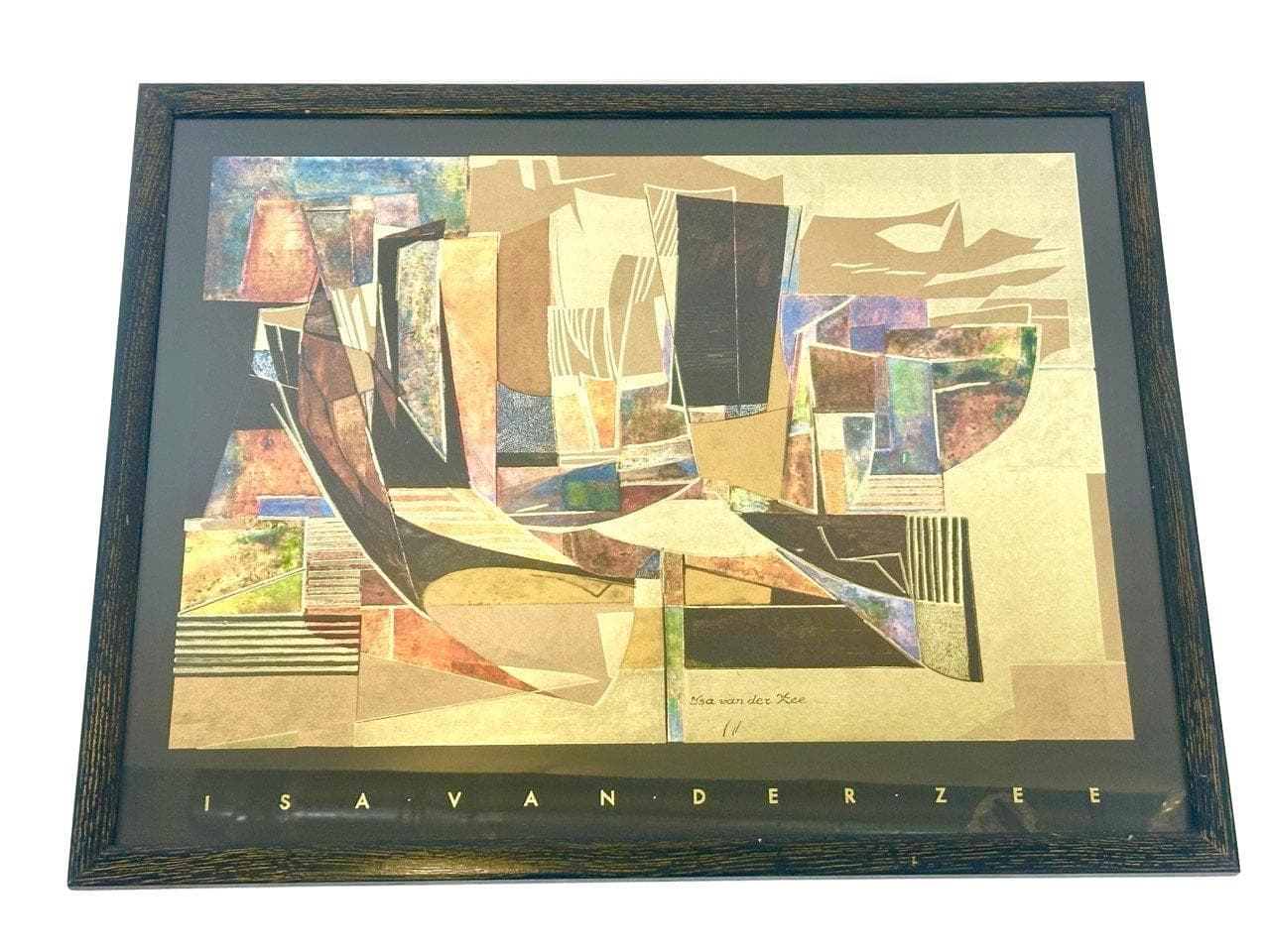 Lithograph, Abstract Composition 74x60 cm, multicolor, Lisa Van Der Zee, Netherlands, 1980s.