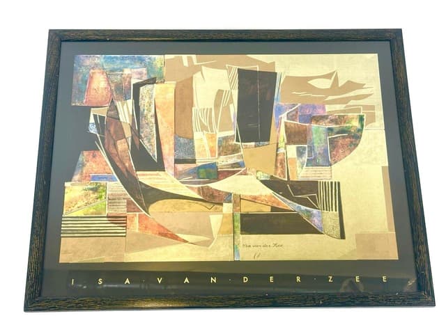 Lithograph, Abstract Composition 74x60 cm, multicolor, Lisa Van Der Zee, Netherlands, 1980s. - DIMENSION