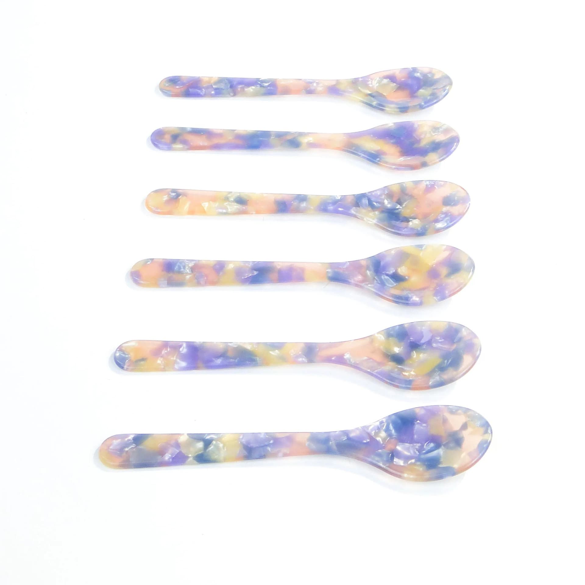 Set of Six Caviar Spoons, multicolor Bakelite, mid-century modern, second half of 20th c. - 9077