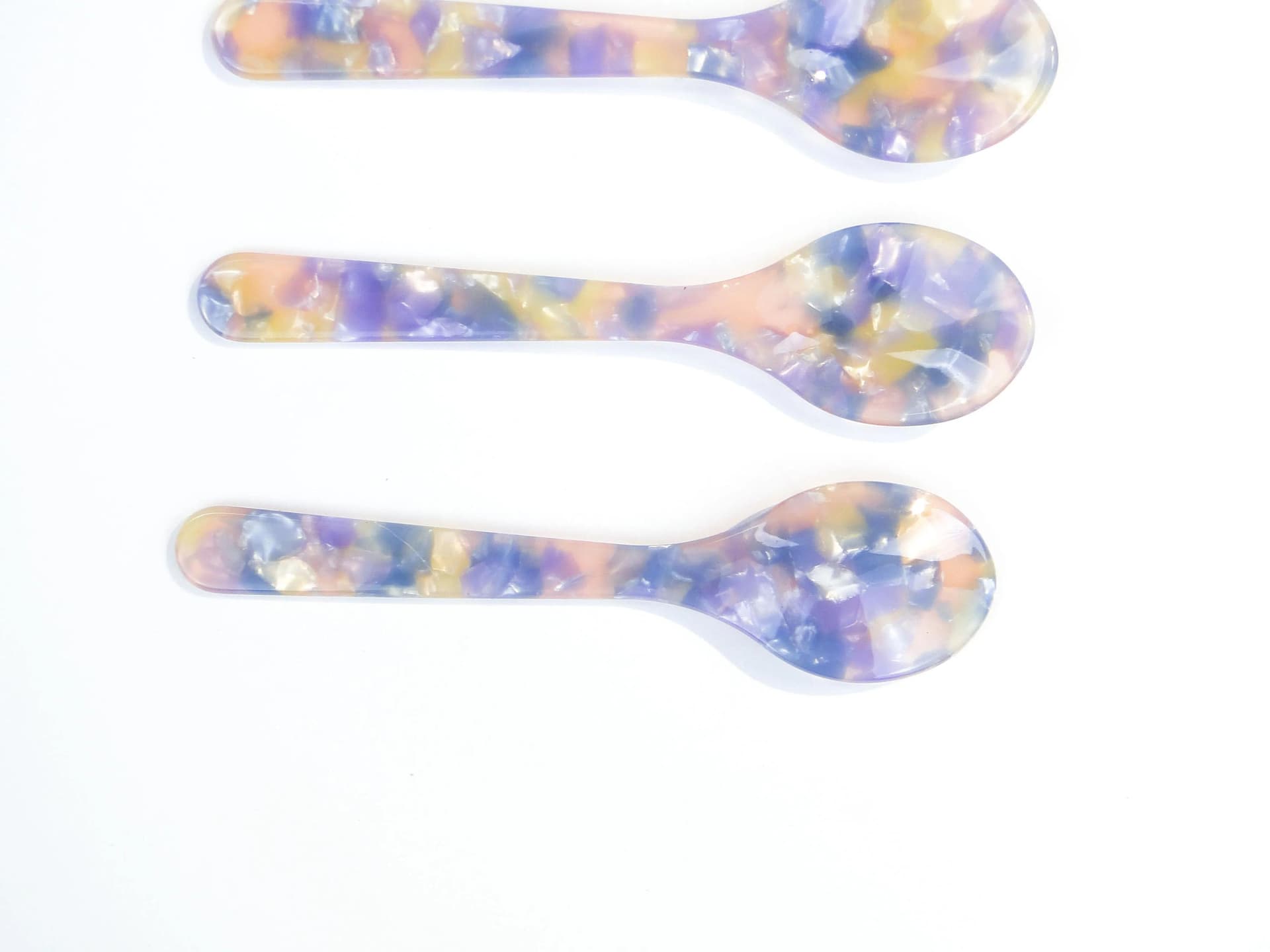 Set of Six Caviar Spoons, multicolor Bakelite, mid-century modern, second half of 20th c. - 9079