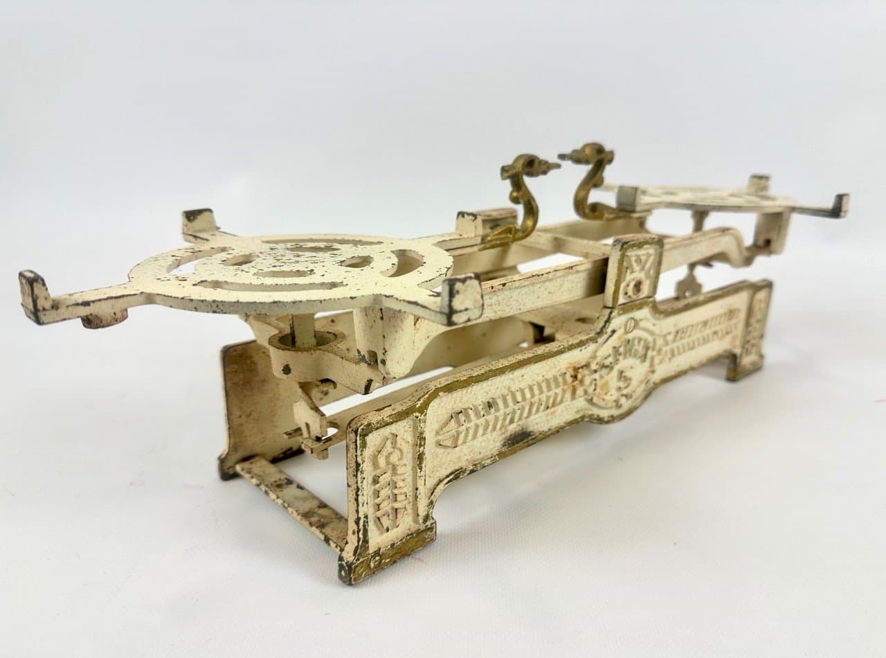 Kitchen Scale Sfinx, Art Nouveau, ivory white cast iron, golden brass, Czech Republic, early 20th c. - 153198