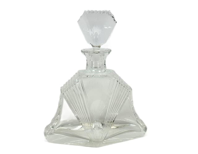 Karafka Art Deco, transparent, szkło, Niemcy, lata 30. - WYMIARY