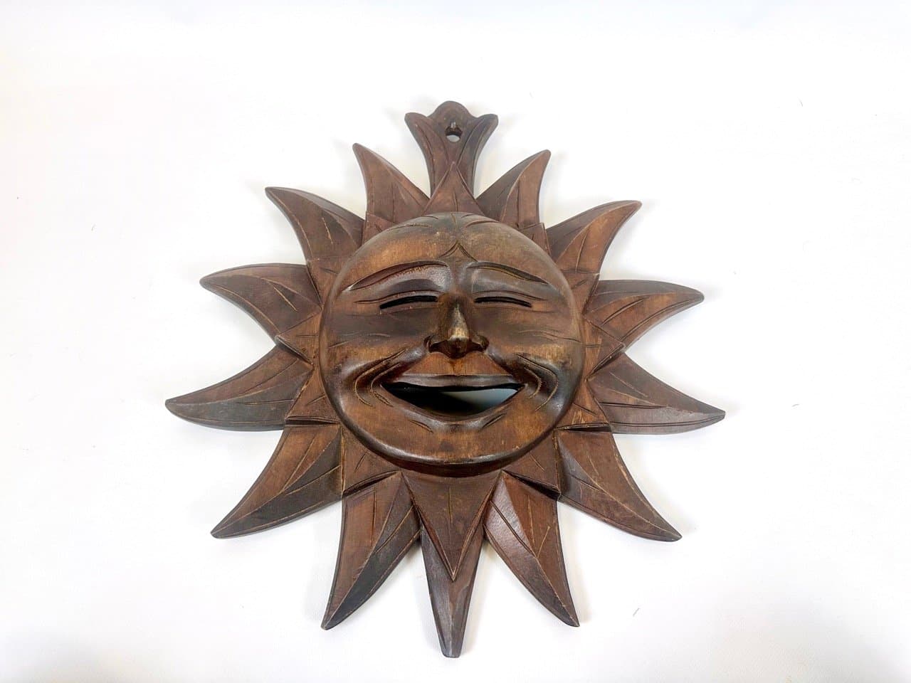 Rzeźba ścienna Słońce, brązowy, orzech, Folk Art, przed 1890 - 153223