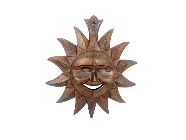 Rzeźba ścienna Słońce, brązowy, orzech, Folk Art, przed 1890 - WYMIARY