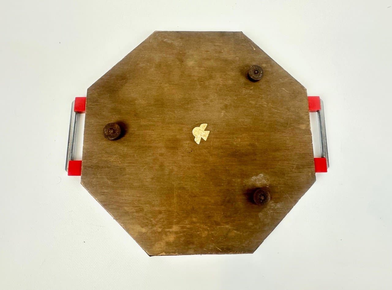 Tray Art Deco, red, glass, chrome steel, Czech Republic, 1930s. - 153272