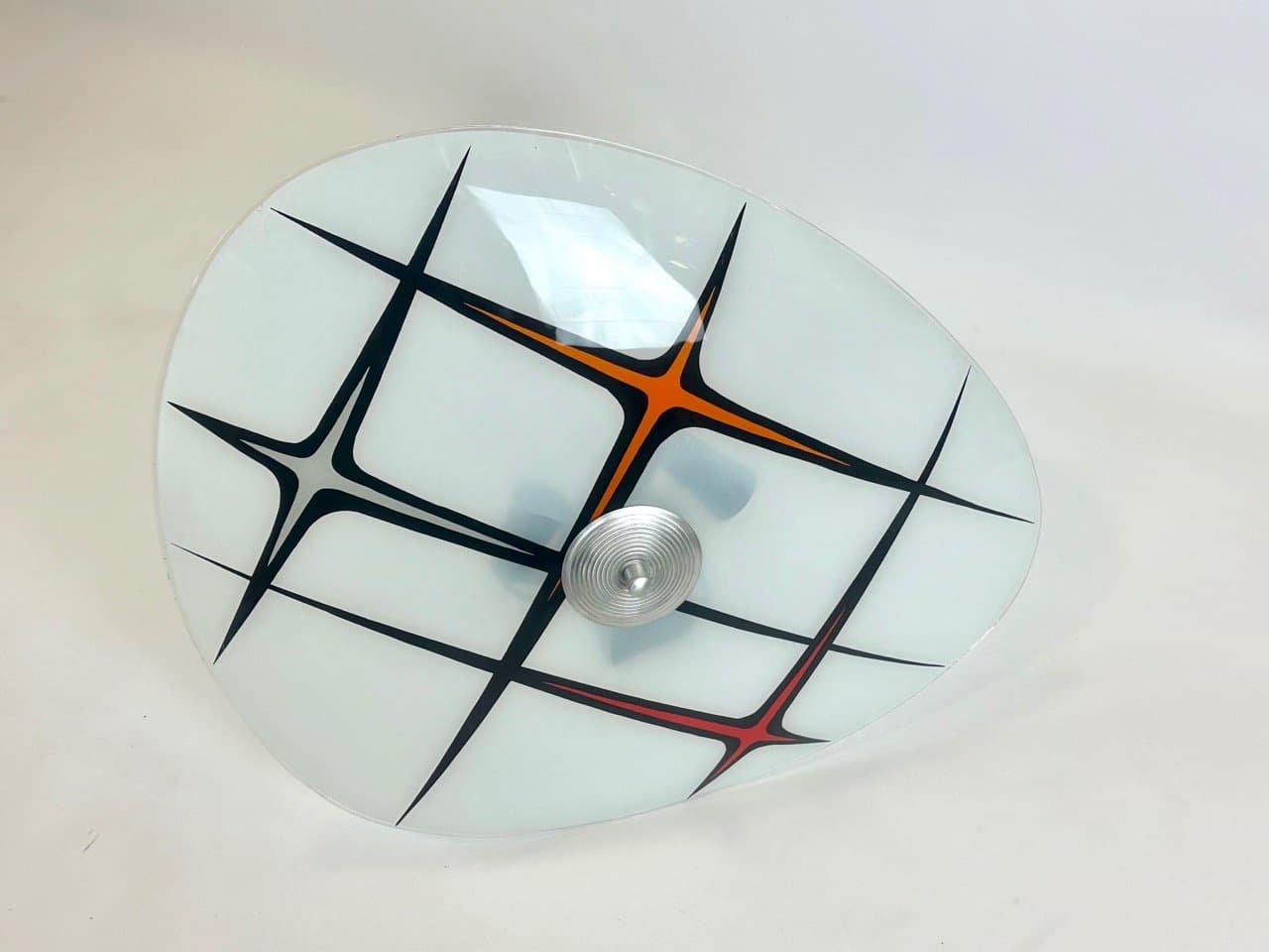 Lampa wisząca, biała, szkło, Czechosłowacja, lata 60. - 153281