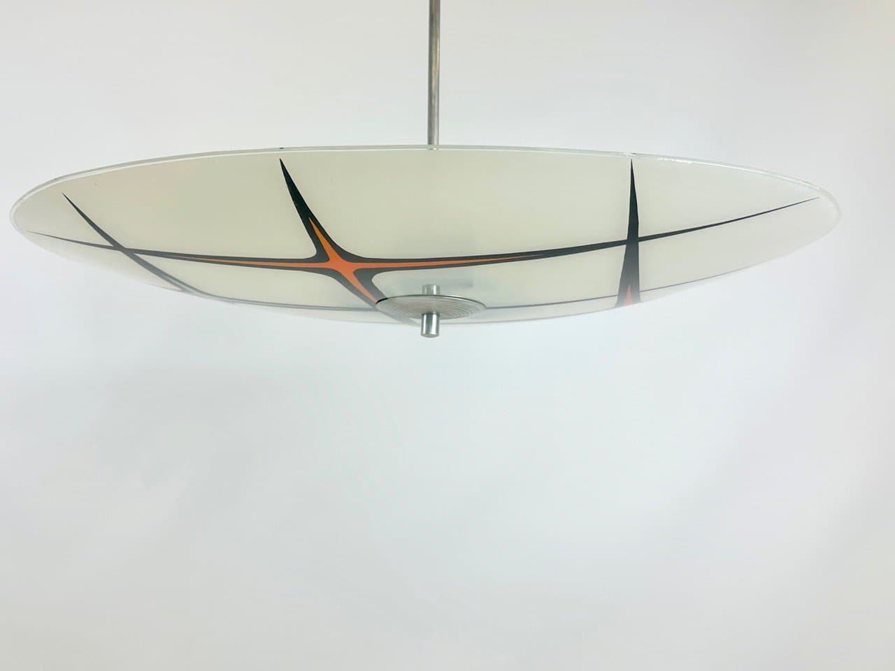 Lampa wisząca, biała, szkło, Czechosłowacja, lata 60. - 153283