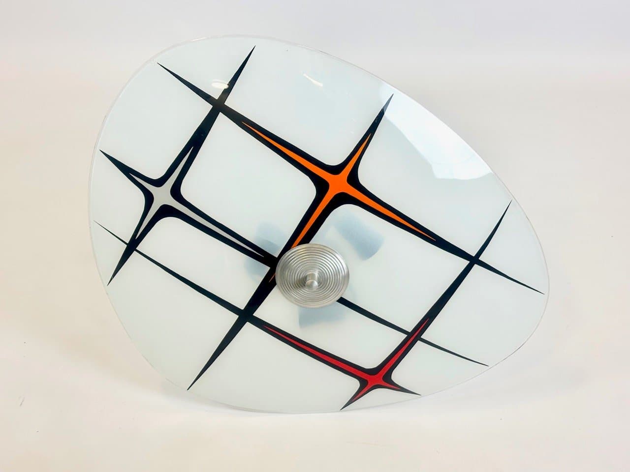 Lampa wisząca, biała, szkło, Czechosłowacja, lata 60. - 153278