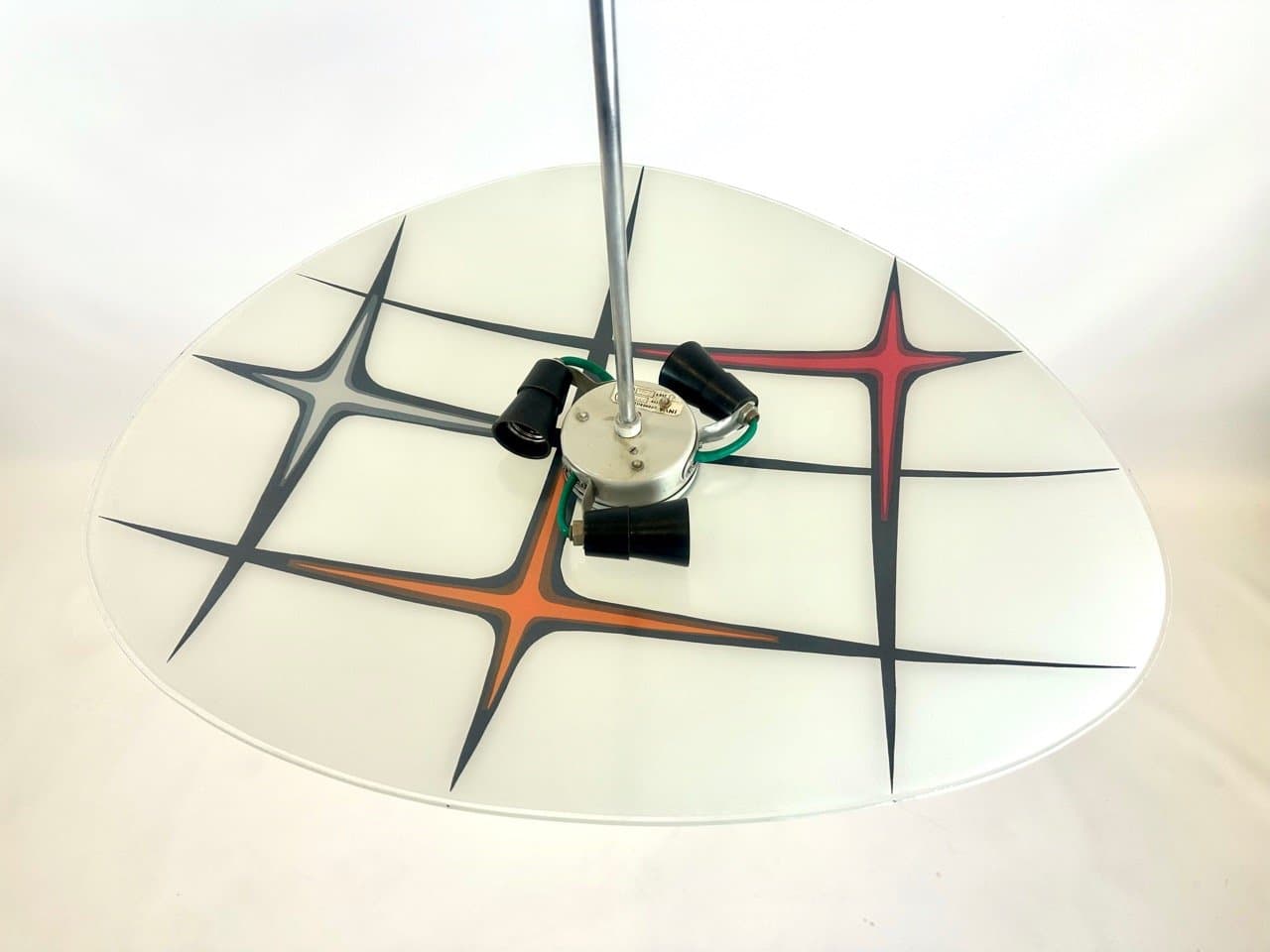 Lampa wisząca, biała, szkło, Czechosłowacja, lata 60. - 153285