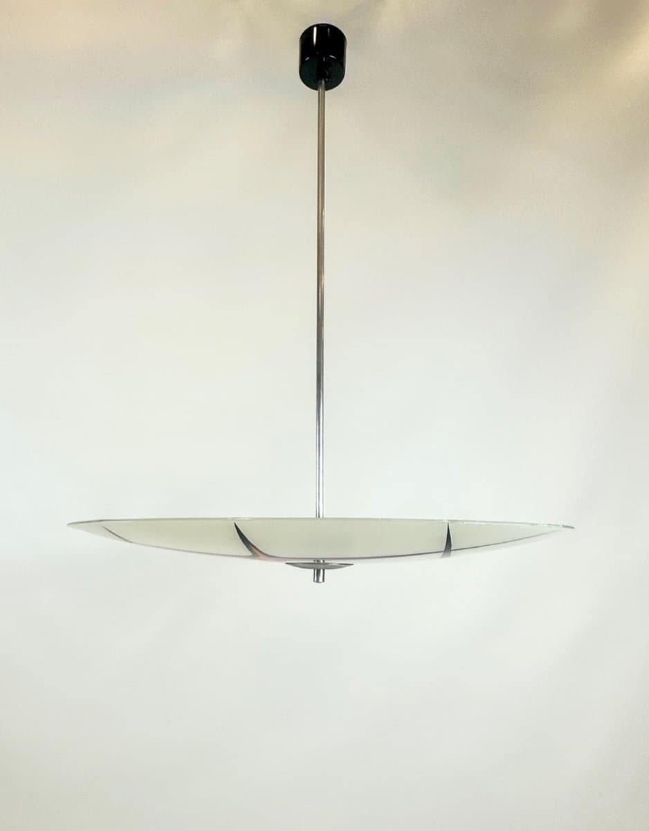 Lampa wisząca, biała, szkło, Czechosłowacja, lata 60. - 153282