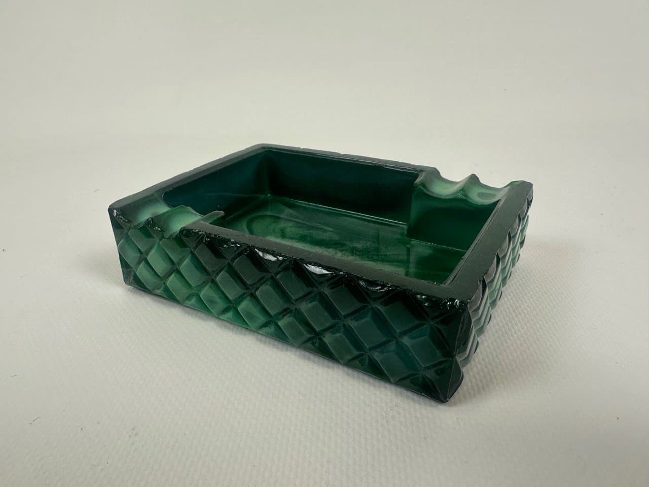 Popielniczka Malachite, zielony, szkło, Czechy, lata 60. - 153294