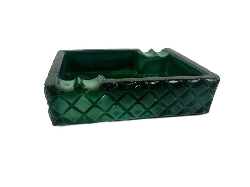 Popielniczka Malachite, zielony, szkło, Czechy, lata 60.