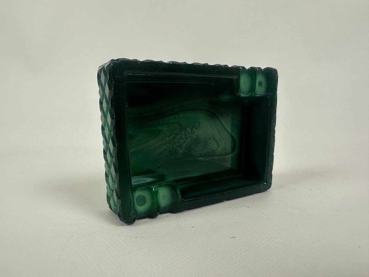 Popielniczka Malachite, zielony, szkło, Czechy, lata 60. - 153296