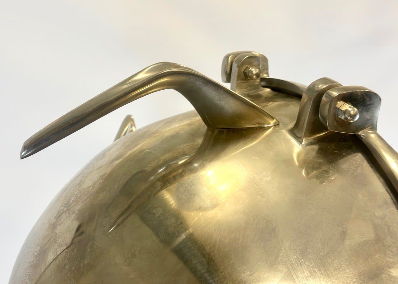 Lampa podłogowa tripod, aluminium srebrny, drewno czarny, lata 80. - 153307