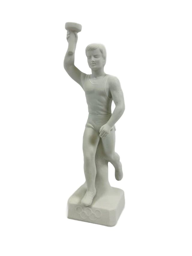 Figurka Biegacza z Pochodnią, Art Deco Berlin Olympic Games, porcelana biała biskwitowa, Niemcy, lata 30. - WYMIARY