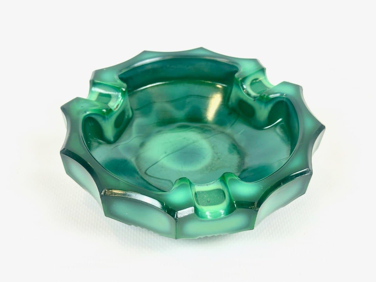 Popielniczka malachitowa, zielony, szkło, Czechy, lata 60. - 153421