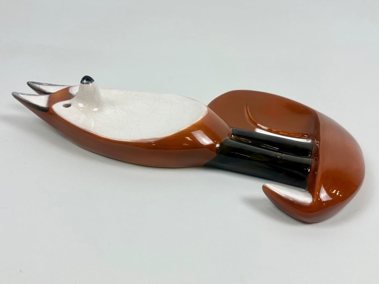 Figurka ścienna lis, pomarańczowy, ceramika, Czechy, lata 60. - 153456