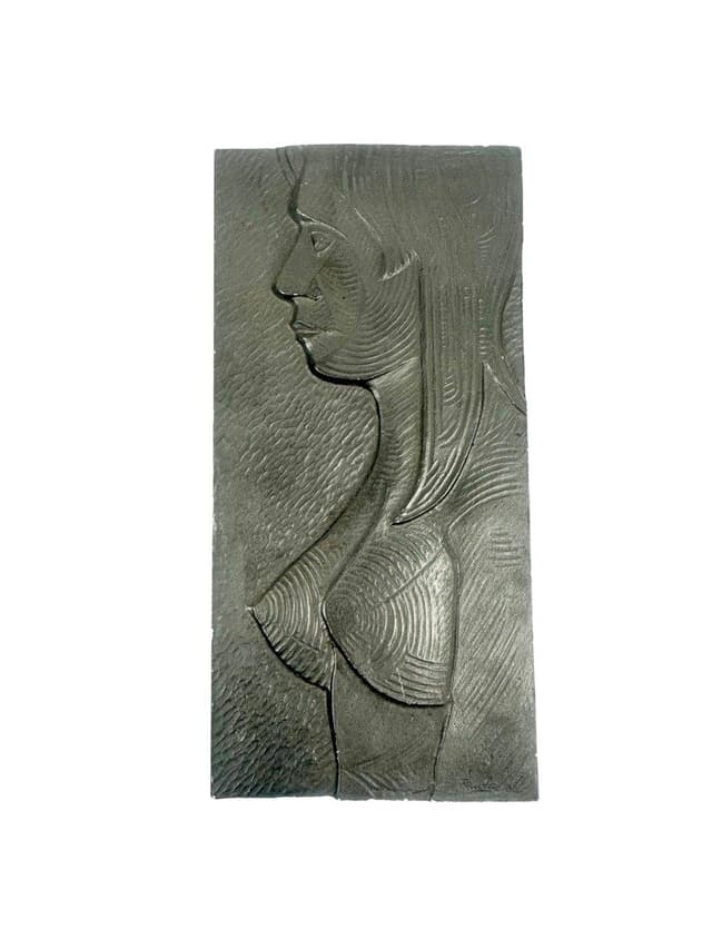 Płaskorzeźba ścienna, szary, gips, Czechosłowacja, lata 60. - WYMIARY