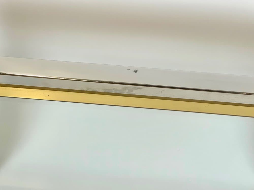 Coffee table, golden, silver, brass, chrome steel, glass, Italy, 1970s. - 153534