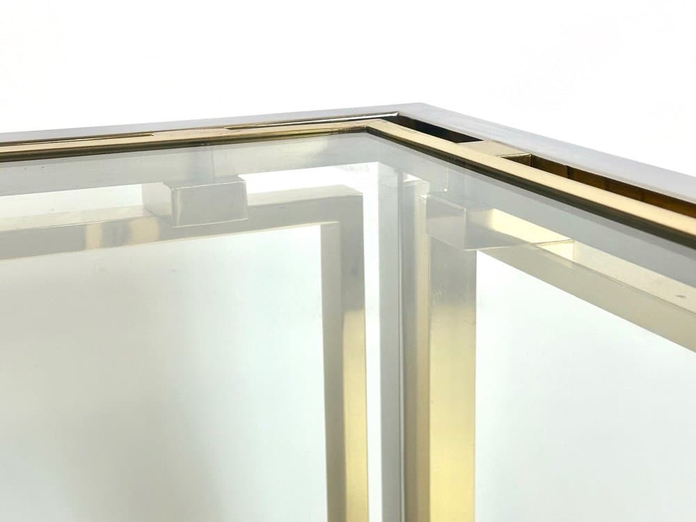 Coffee table, golden, silver, brass, chrome steel, glass, Italy, 1970s. - 153533
